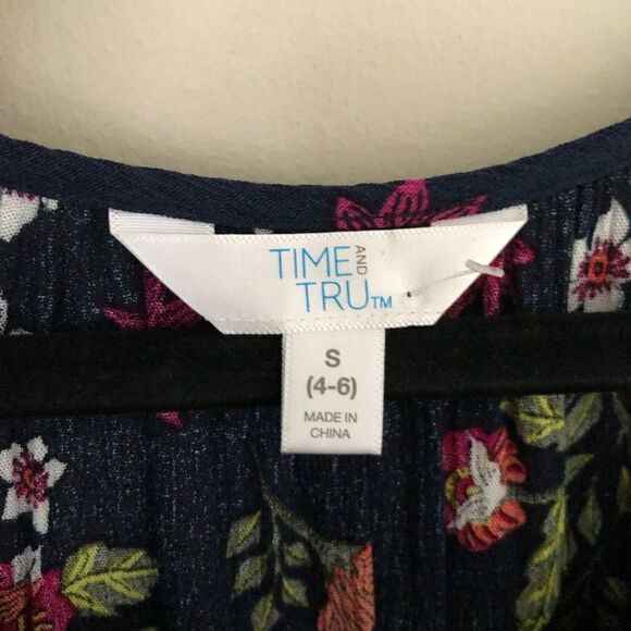Time And True Two Piece Long Sleeve Pleated Floral Dress Size Small - Picture 3 of 11